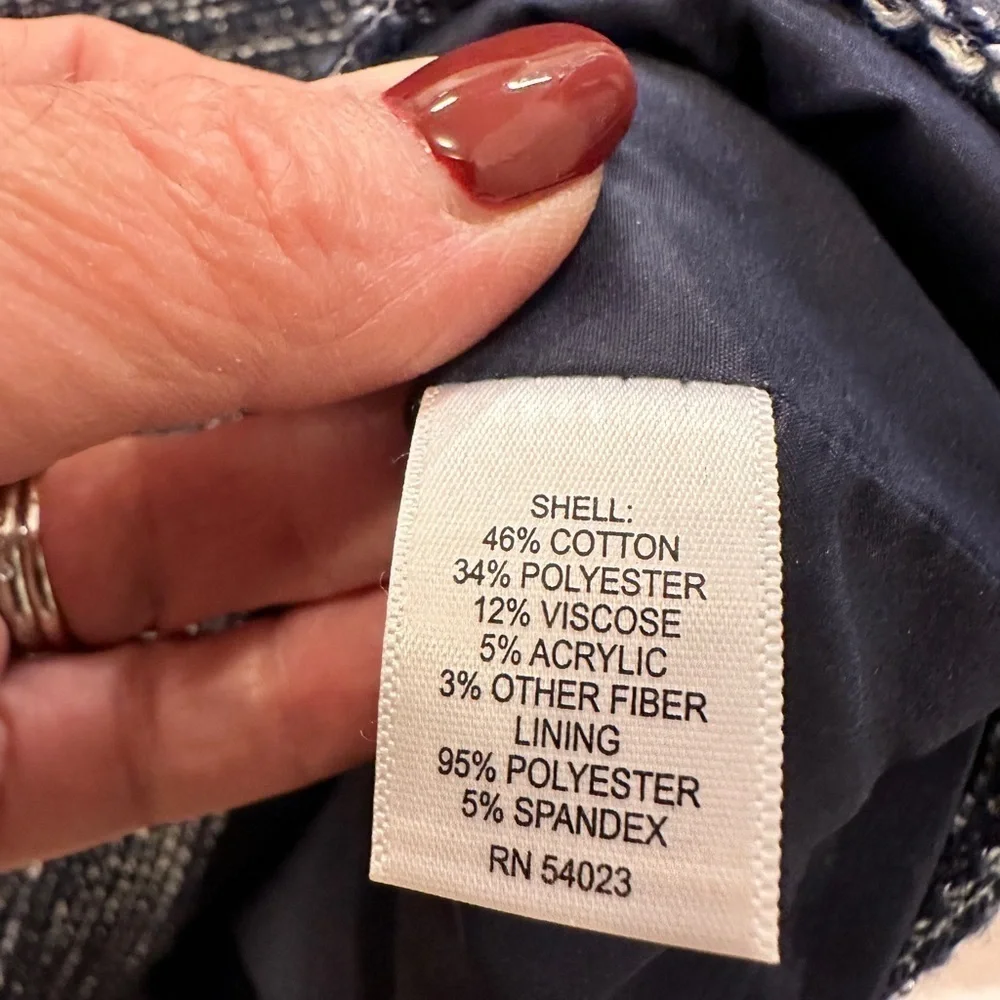 Banana Republic Blue And White Tweed Pencil Skirt Italian Fabric Size 8